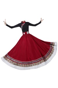 Design Tibetan dance costume skirt, custom-made big swing skirt performance costume, women's top jumpsuit, Tibetan practice clothing, art test ethnic style, Tibetan performance costume SKDO020 detail view-5